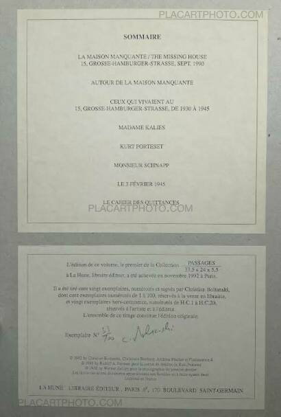 Christian Boltanski,La maison manquante (Numbered and signed, edt of 100 + 20 AP) Christian Boltanski,La maison manquante (Numbered and signed, edt of 100 + 20 AP)