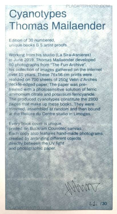 Thomas Mailaender,CYANOTYPES (Unique, signed and numbered) Thomas Mailaender,CYANOTYPES (Unique, signed and numbered)